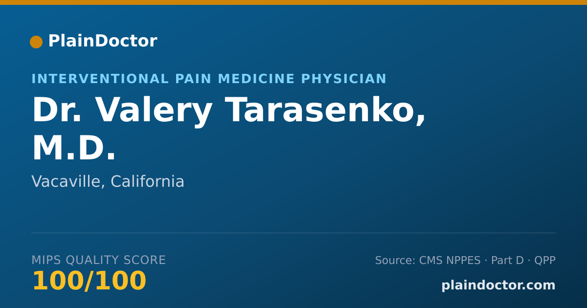 Shareable card for Valery Tarasenko, M.D. - Interventional Pain Medicine Physician, Vacaville, CA