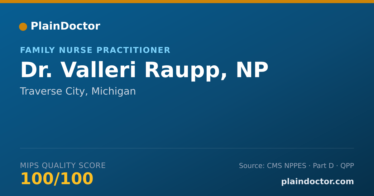 Shareable card for Valleri Raupp, NP - Family Nurse Practitioner, Traverse City, MI