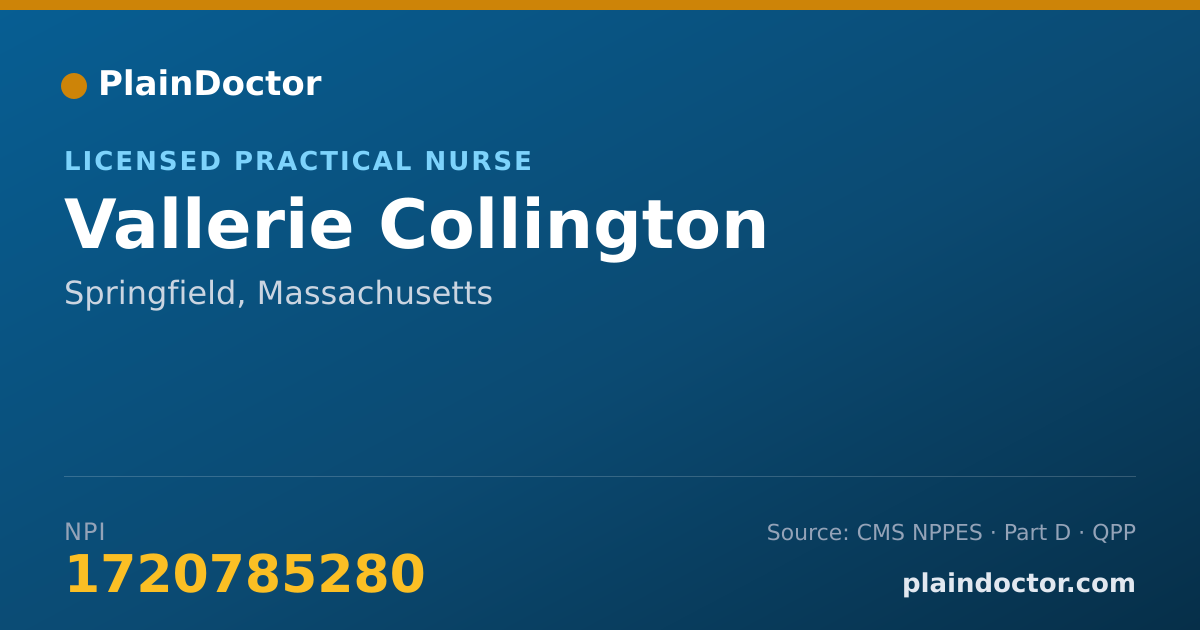 Shareable card for Vallerie Collington - Licensed Practical Nurse, Springfield, MA