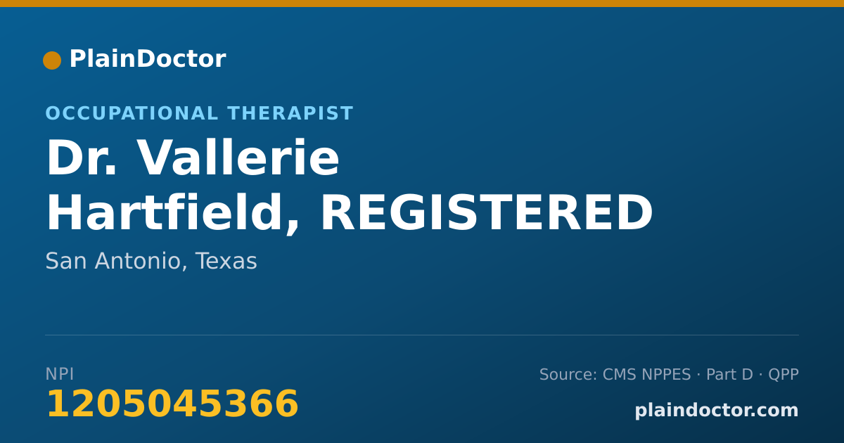 Shareable card for Vallerie Hartfield, REGISTERED OCCUPATIO - Occupational Therapist, San Antonio, TX