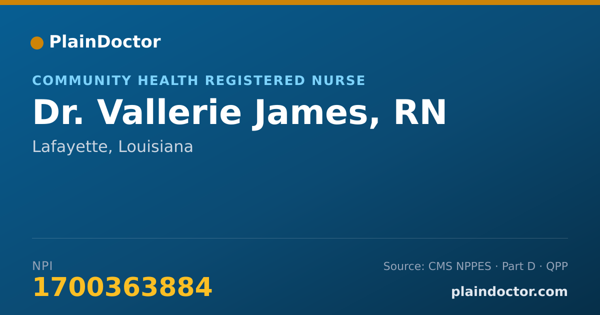 Shareable card for Vallerie James, RN - Community Health Registered Nurse, Lafayette, LA