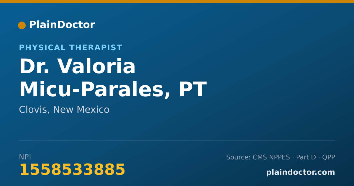 Shareable card for Valoria Micu-Parales, PT - Physical Therapist, Clovis, NM