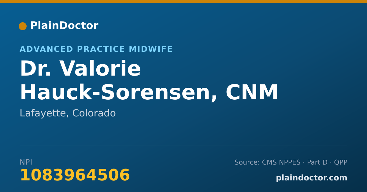Shareable card for Valorie Hauck-Sorensen, CNM - Advanced Practice Midwife, Lafayette, CO