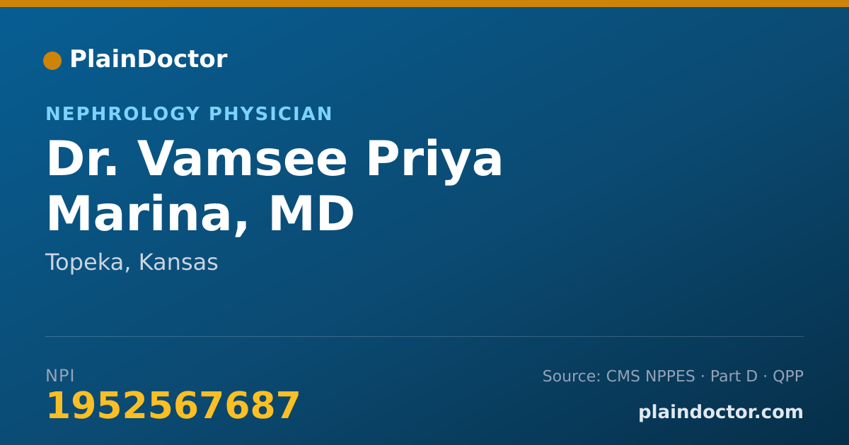 Shareable card for Vamsee Priya Marina, MD - Nephrology Physician, Topeka, KS