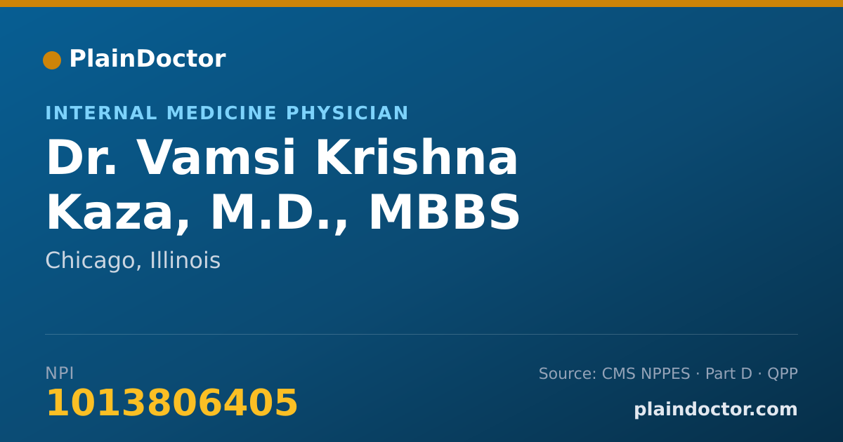 Shareable card for Vamsi Krishna Kaza, M.D., MBBS - Internal Medicine Physician, Chicago, IL