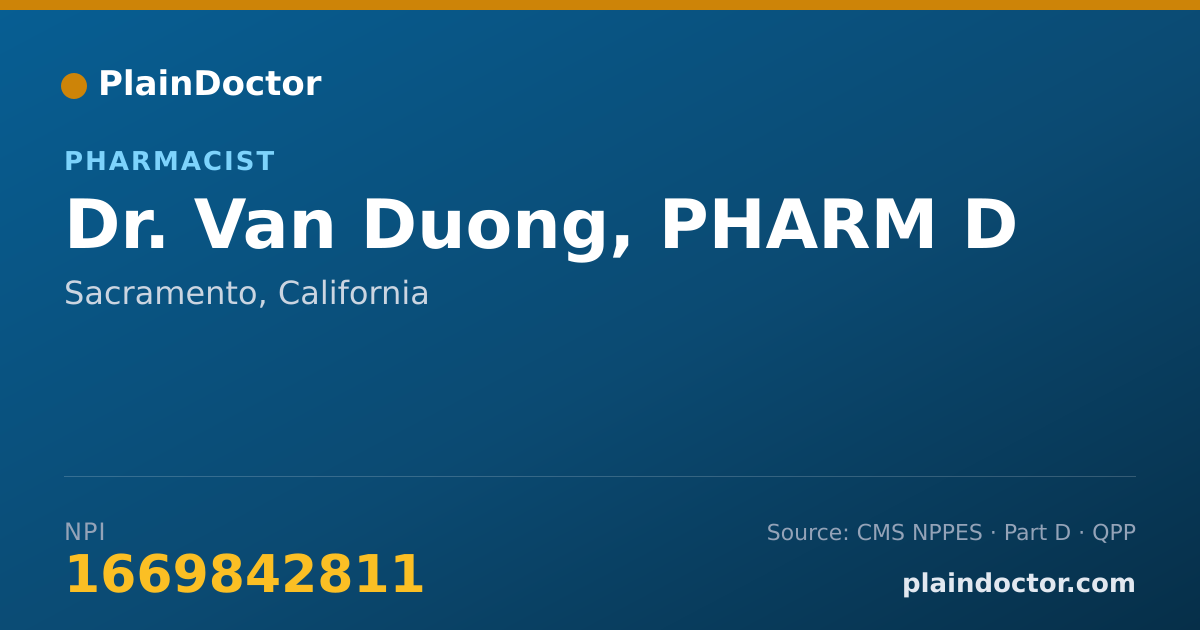 Shareable card for Van Duong, PHARM D - Pharmacist, Sacramento, CA