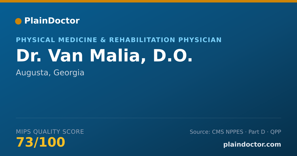 Shareable card for Van Malia, D.O. - Physical Medicine & Rehabilitation Physician, Augusta, GA