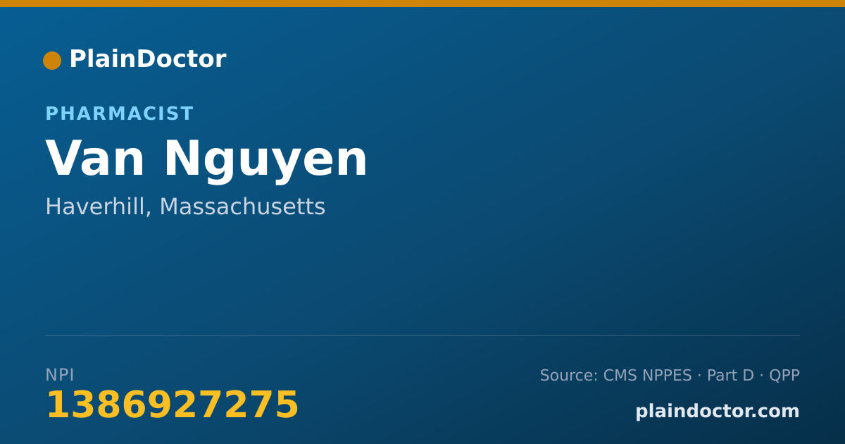 Shareable card for Van Nguyen - Pharmacist, Haverhill, MA