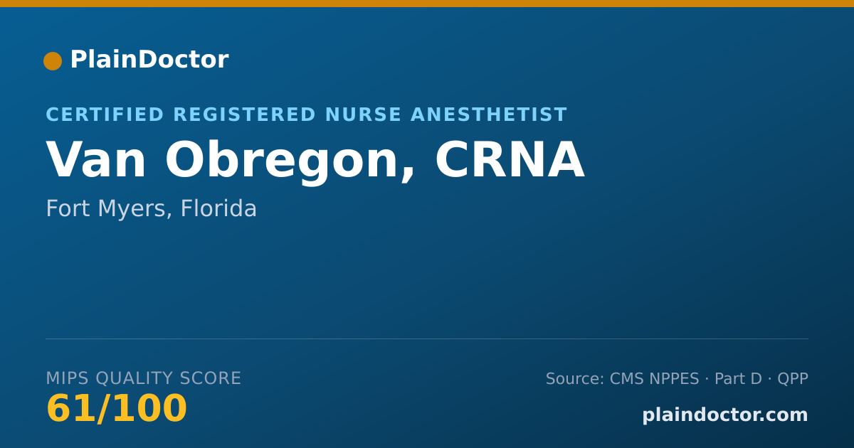 Shareable card for Van Obregon, CRNA - Certified Registered Nurse Anesthetist, Fort Myers, FL