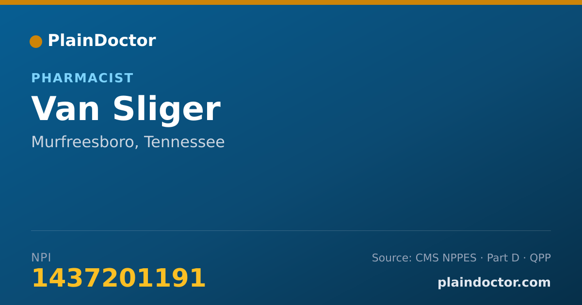 Shareable card for Van Sliger - Pharmacist, Murfreesboro, TN