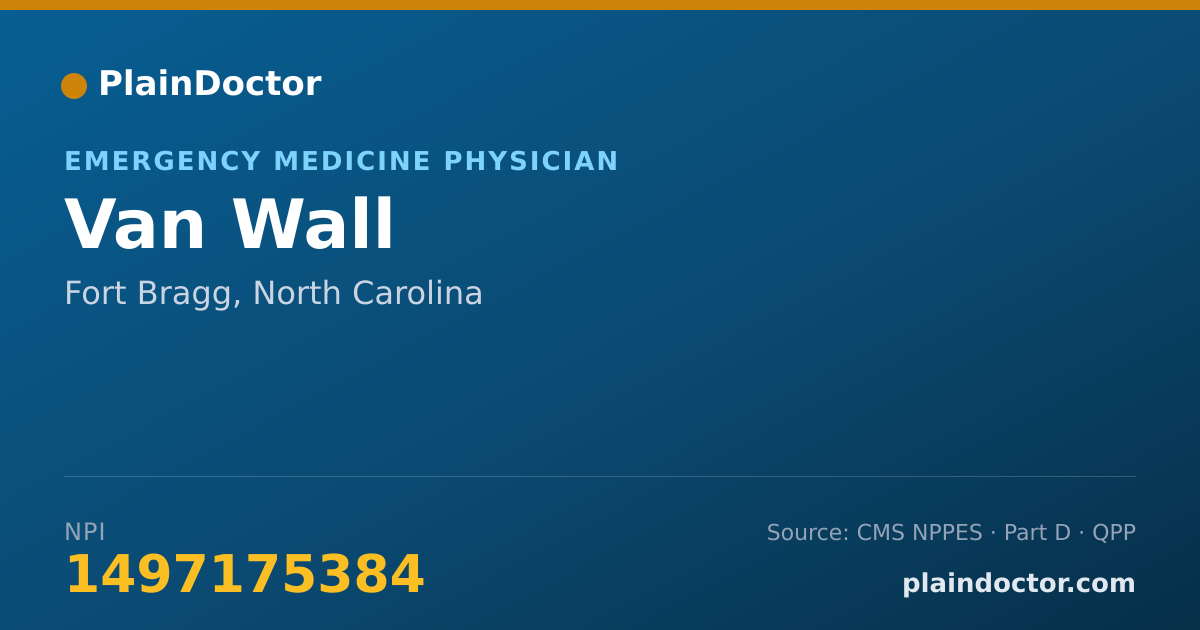 Shareable card for Van Wall - Emergency Medicine Physician, Fort Bragg, NC