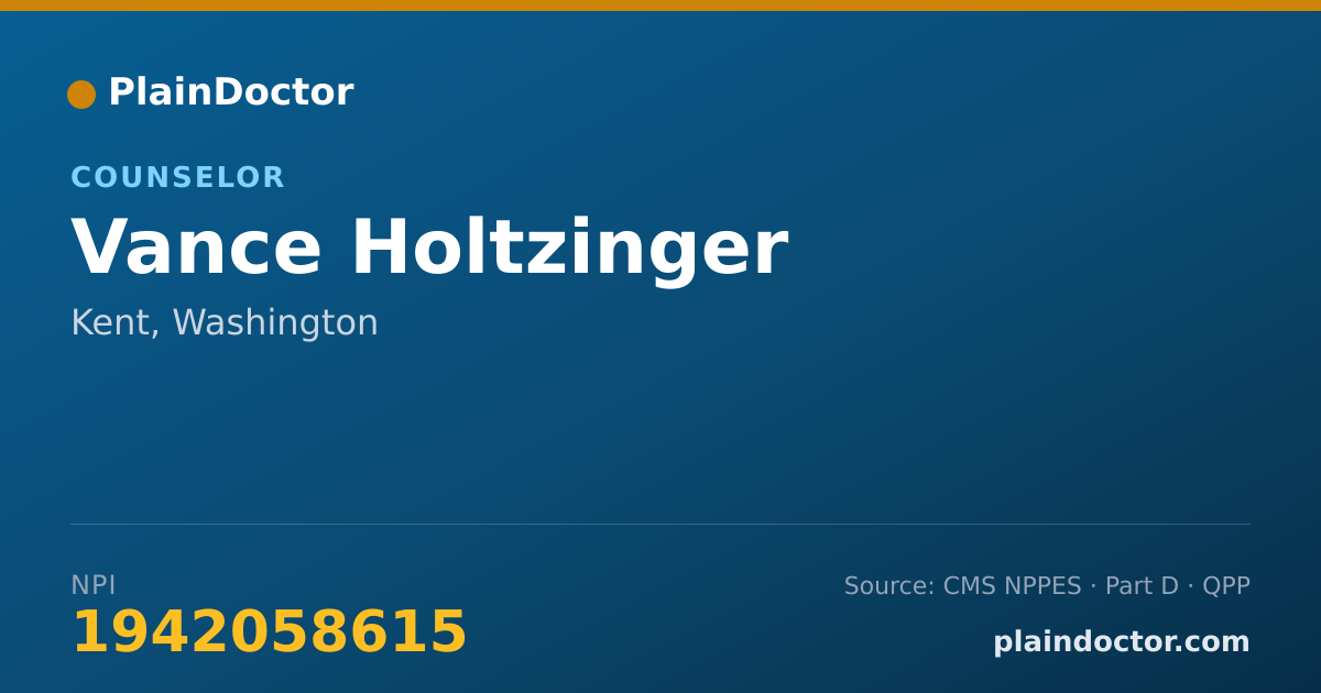 Shareable card for Vance Holtzinger - Counselor, Kent, WA