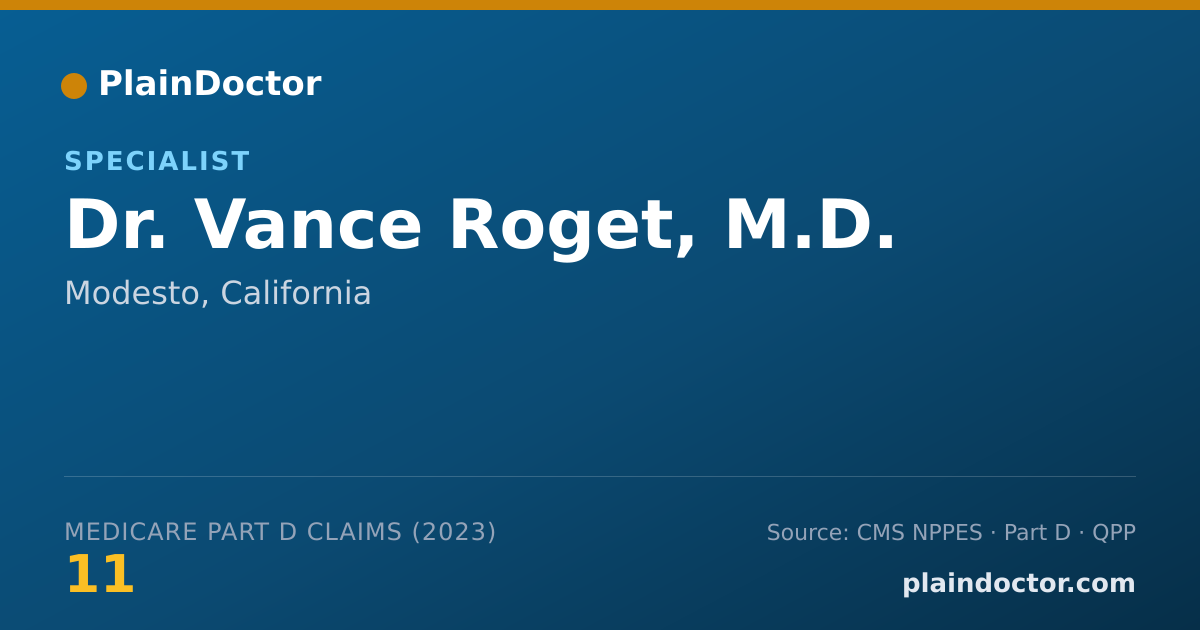 Shareable card for Vance Roget, M.D. - Specialist, Modesto, CA
