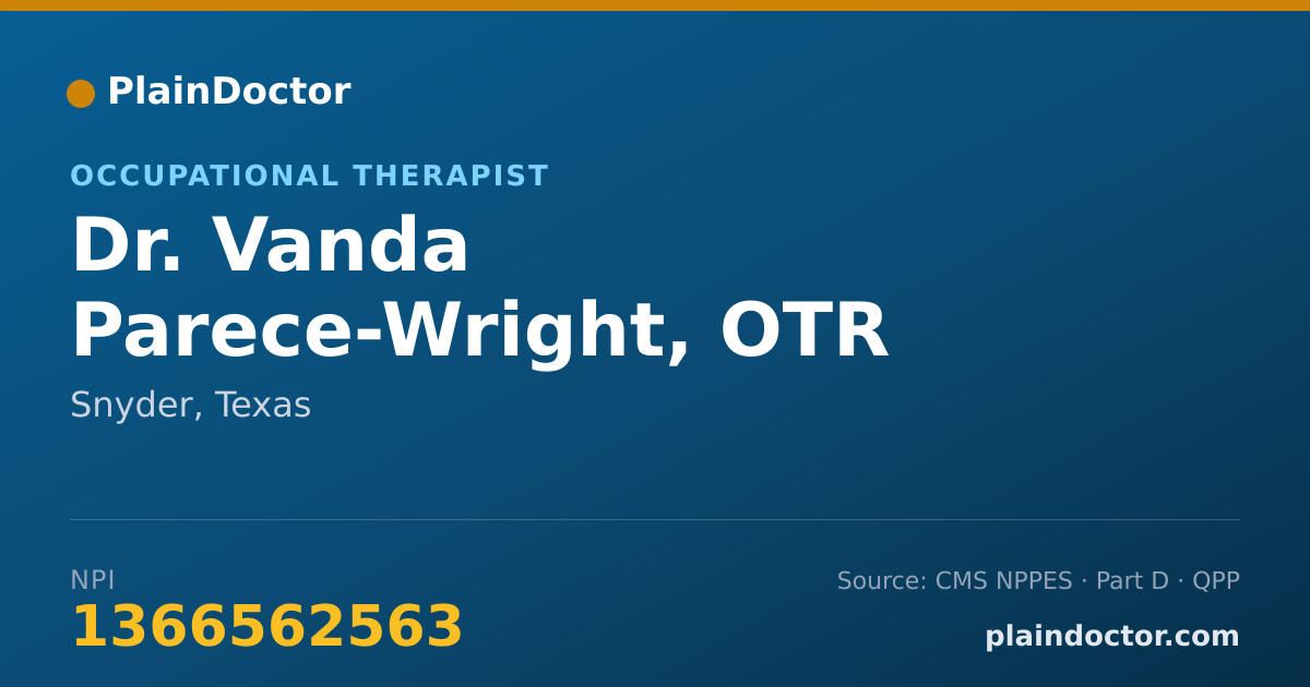 Shareable card for Vanda Parece-Wright, OTR - Occupational Therapist, Snyder, TX