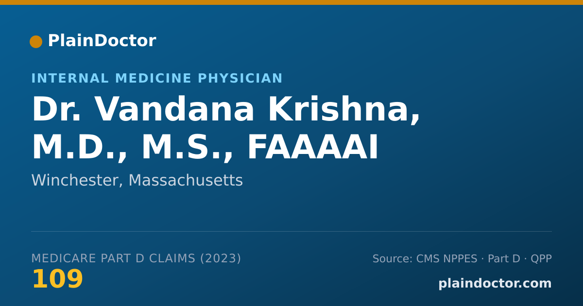 Shareable card for Vandana Krishna, M.D., M.S., FAAAAI - Internal Medicine Physician, Winchester, MA