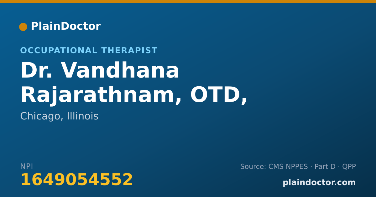 Shareable card for Vandhana Rajarathnam, OTD, OTR/L - Occupational Therapist, Chicago, IL