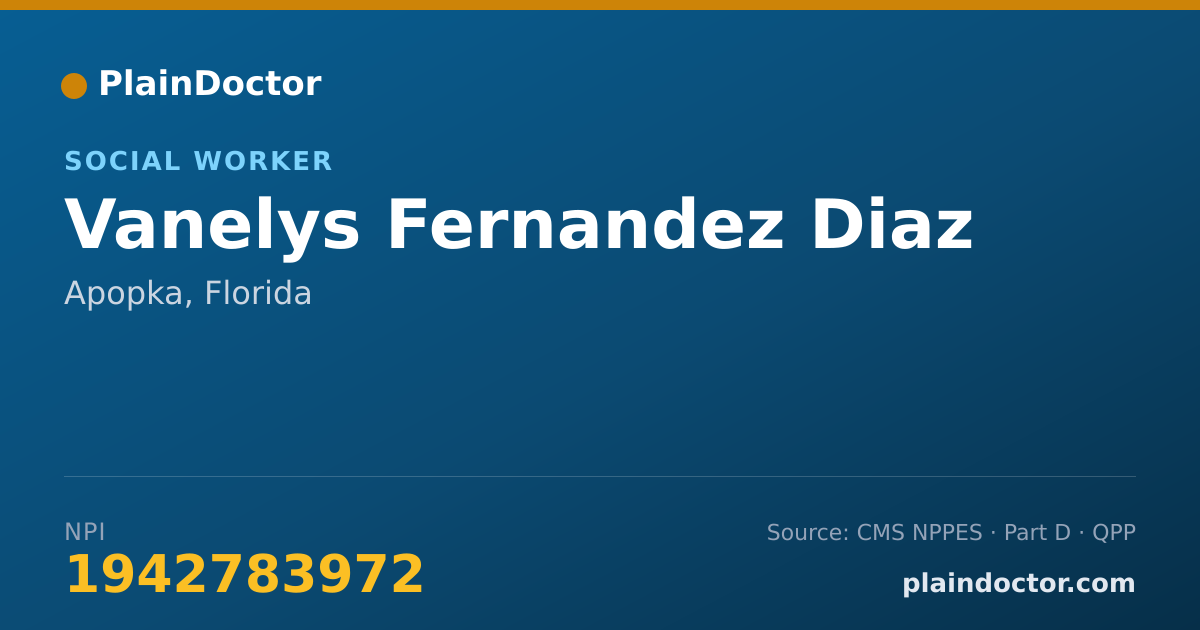 Shareable card for Vanelys Fernandez Diaz - Social Worker, Apopka, FL