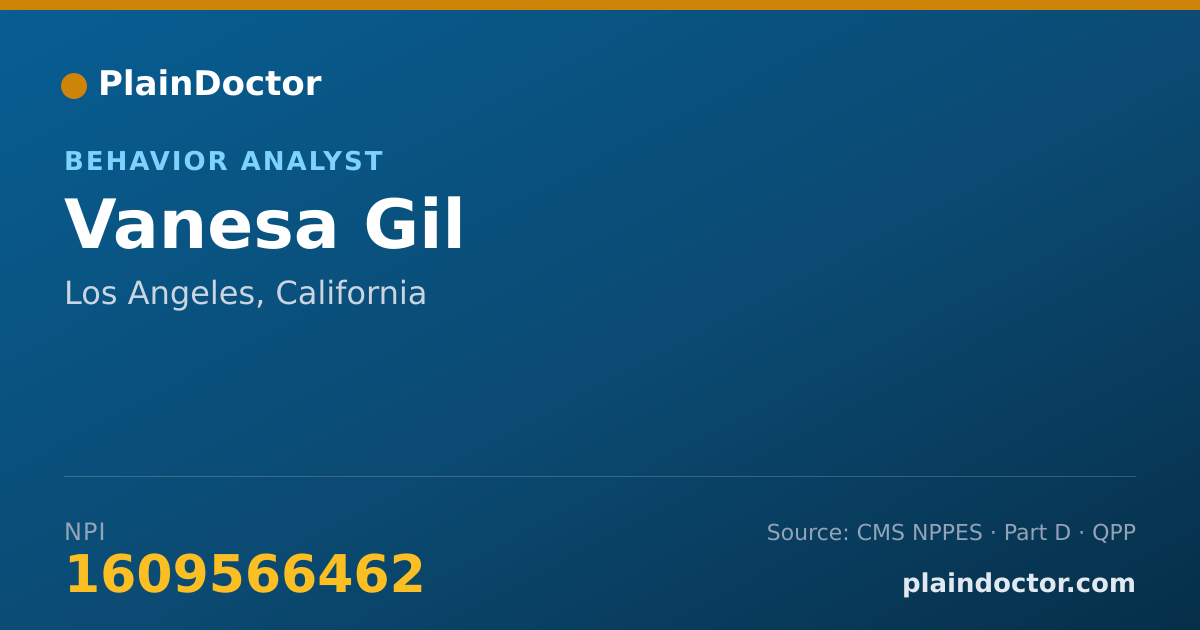Shareable card for Vanesa Gil - Behavior Analyst, Los Angeles, CA