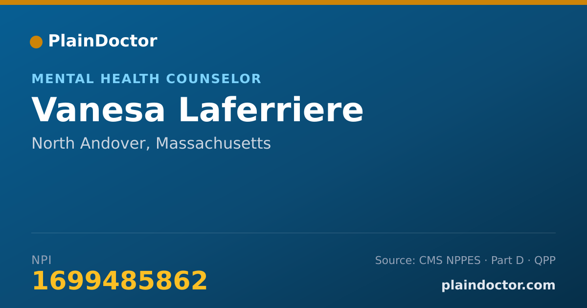 Shareable card for Vanesa Laferriere - Mental Health Counselor, North Andover, MA