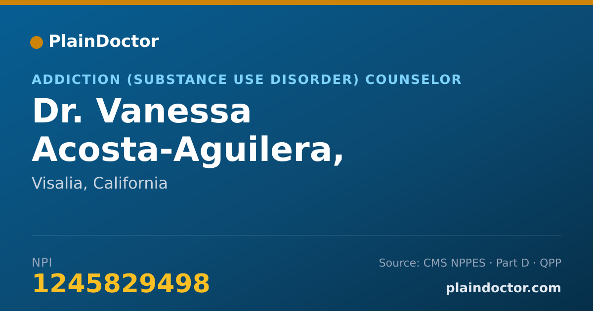Shareable card for Vanessa Acosta-Aguilera, REGISTERED SUD COUNS - Addiction (Substance Use Disorder) Counselor, Visalia, CA