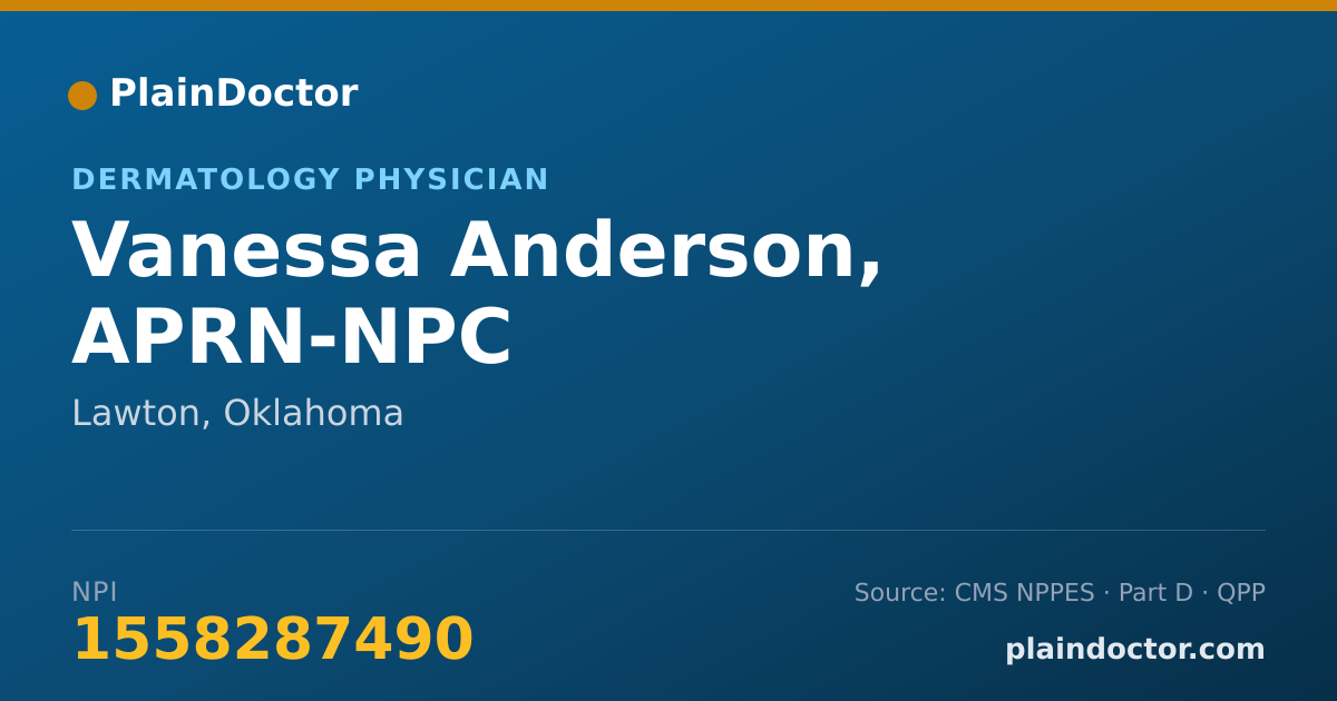 Shareable card for Vanessa Anderson, APRN-NPC - Dermatology Physician, Lawton, OK