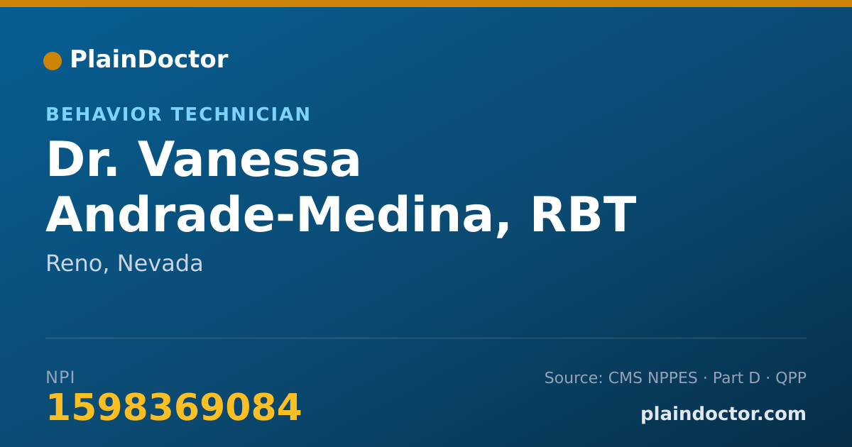Shareable card for Vanessa Andrade-Medina, RBT - Behavior Technician, Reno, NV