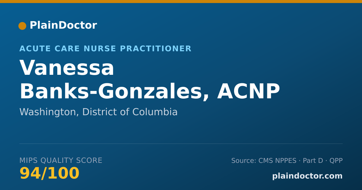 Shareable card for Vanessa Banks-Gonzales, ACNP - Acute Care Nurse Practitioner, Washington, DC