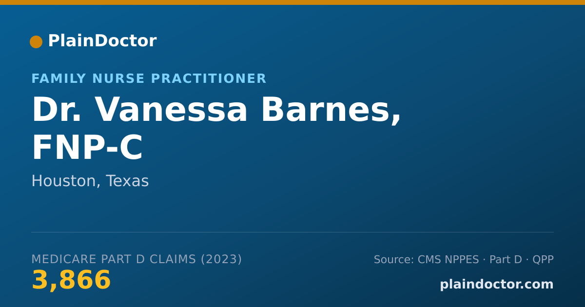 Shareable card for Vanessa Barnes, FNP-C - Family Nurse Practitioner, Houston, TX