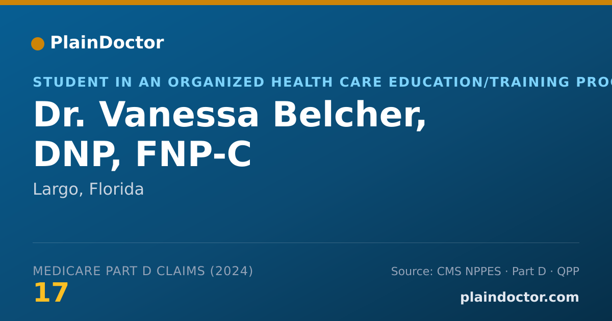 Shareable card for Vanessa Belcher, DNP, FNP-C - Student in an Organized Health Care Education/Training Program, Largo, FL