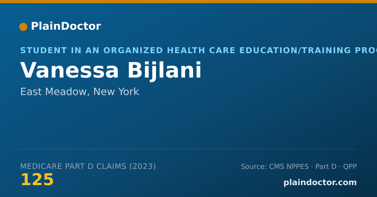 Shareable card for Vanessa Bijlani - Student in an Organized Health Care Education/Training Program, East Meadow, NY