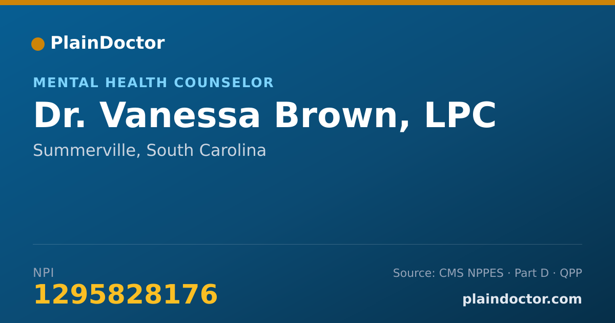 Shareable card for Vanessa Brown, LPC - Mental Health Counselor, Summerville, SC