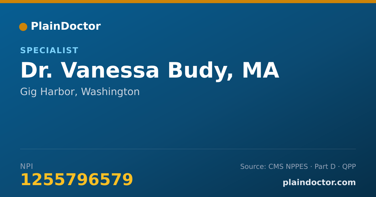 Shareable card for Vanessa Budy, MA - Specialist, Gig Harbor, WA