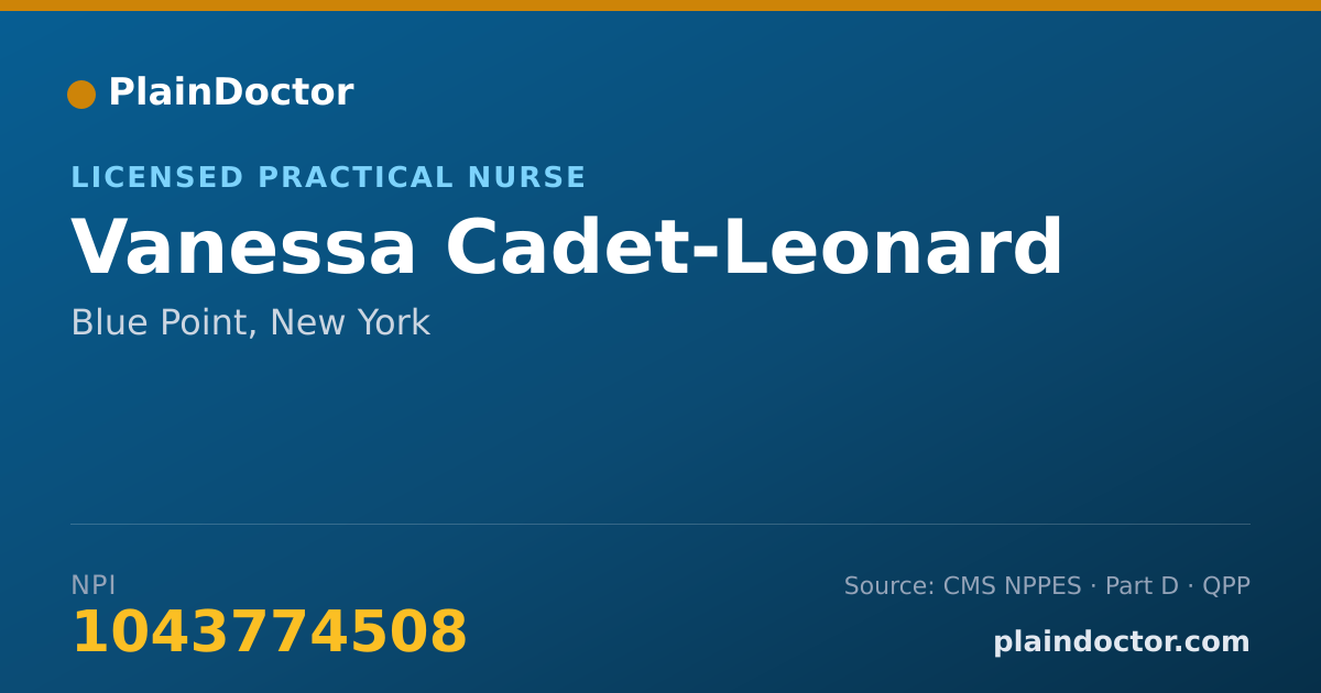 Shareable card for Vanessa Cadet-Leonard - Licensed Practical Nurse, Blue Point, NY