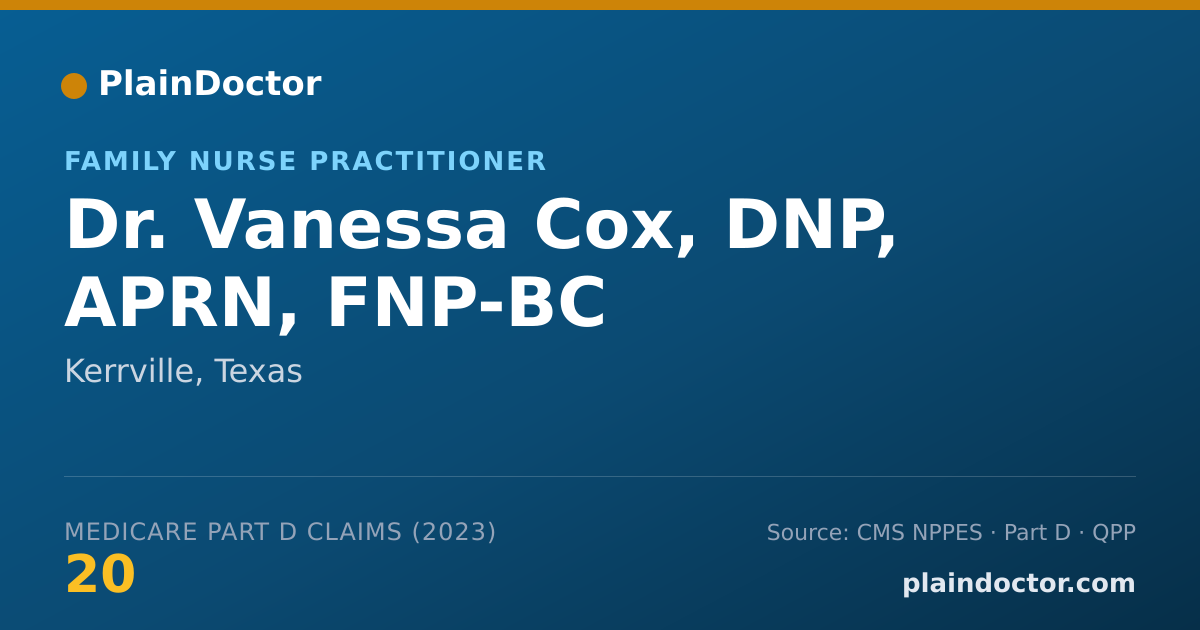 Shareable card for Vanessa Cox, DNP, APRN, FNP-BC - Family Nurse Practitioner, Kerrville, TX