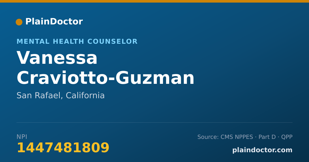 Shareable card for Vanessa Craviotto-Guzman - Mental Health Counselor, San Rafael, CA