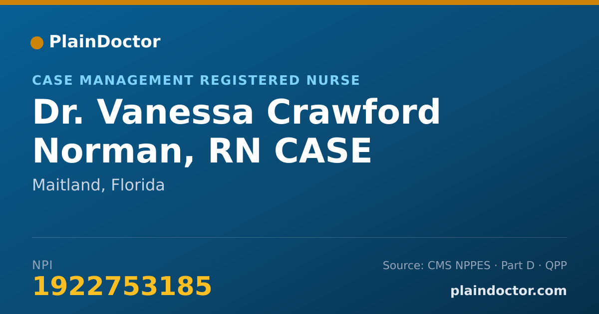 Shareable card for Vanessa Crawford Norman, RN CASE MANAGER - Case Management Registered Nurse, Maitland, FL