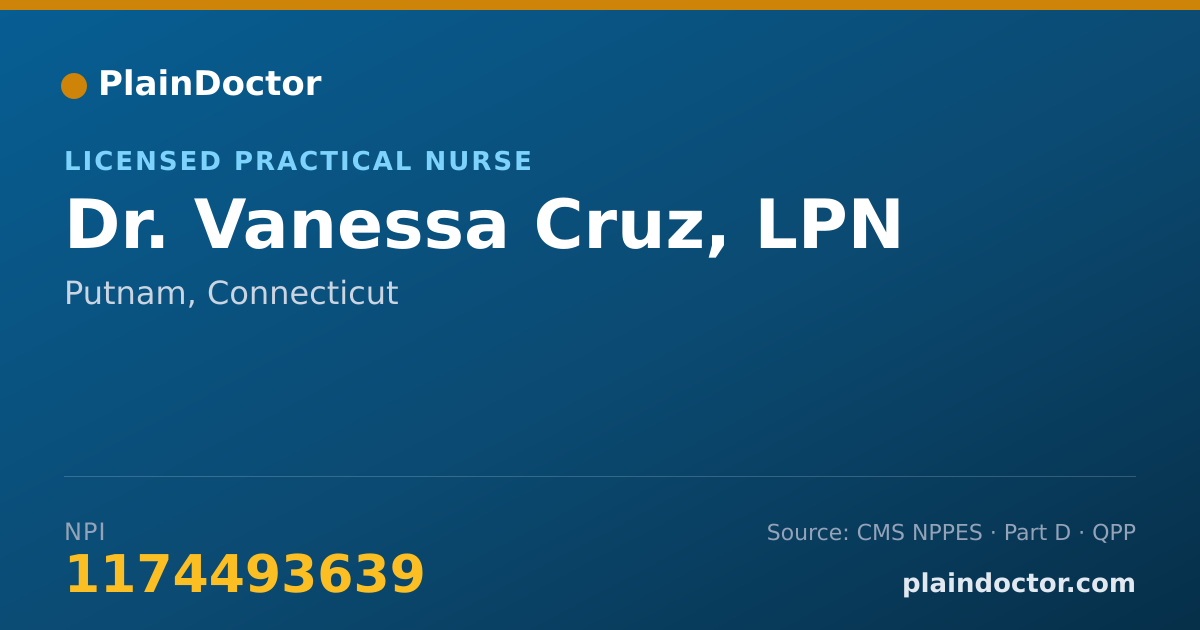 Shareable card for Vanessa Cruz, LPN - Licensed Practical Nurse, Putnam, CT