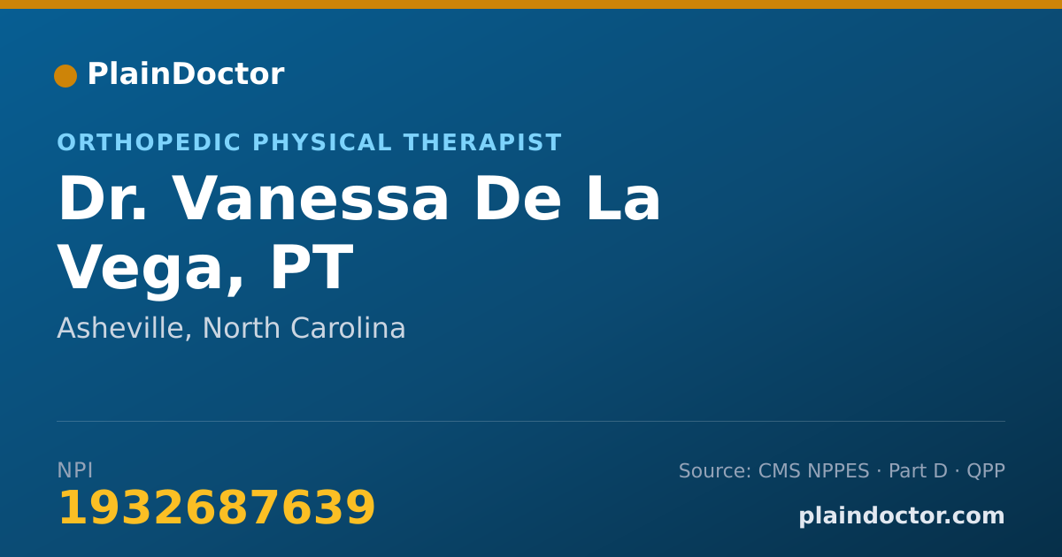 Shareable card for Vanessa De La Vega, PT - Orthopedic Physical Therapist, Asheville, NC