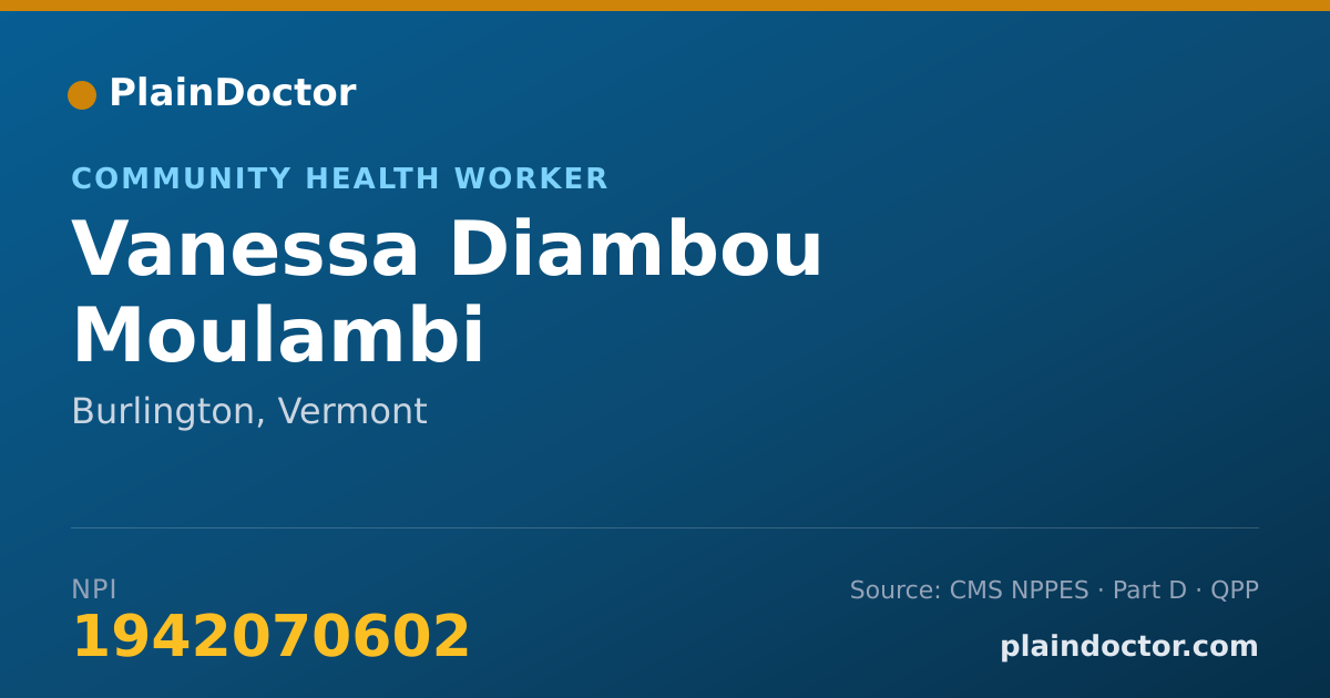 Shareable card for Vanessa Diambou Moulambi - Community Health Worker, Burlington, VT