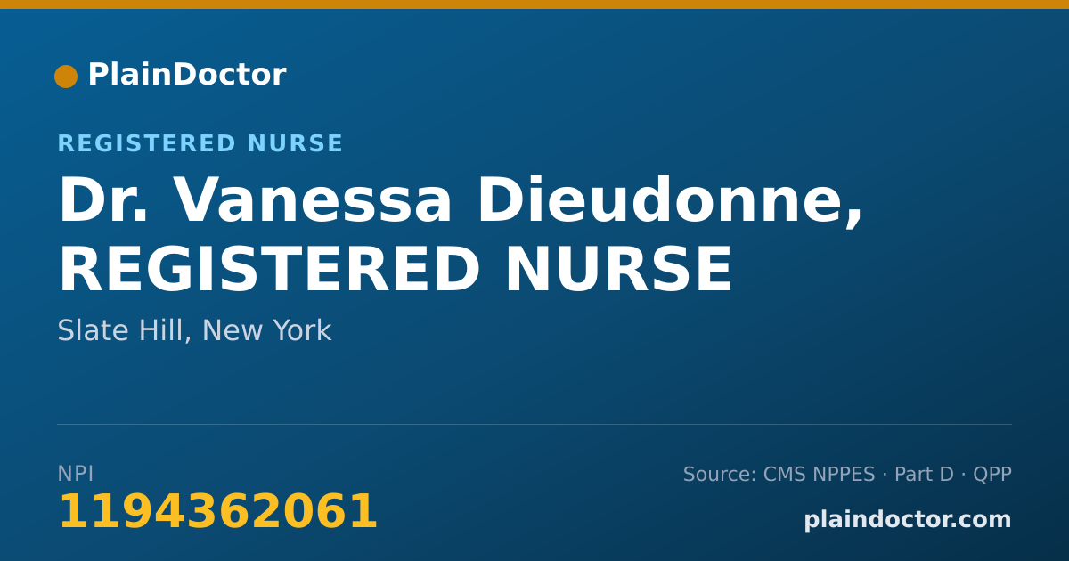 Shareable card for Vanessa Dieudonne, REGISTERED NURSE - Registered Nurse, Slate Hill, NY