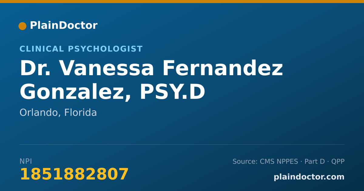 Shareable card for Vanessa Fernandez Gonzalez, PSY.D - Clinical Psychologist, Orlando, FL