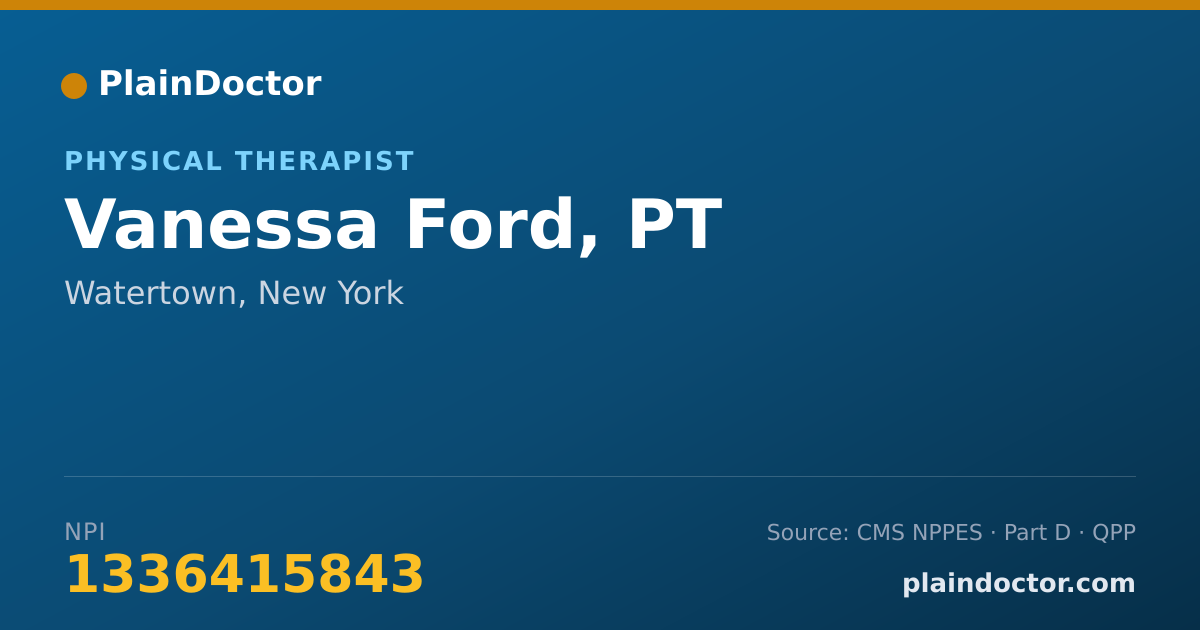 Shareable card for Vanessa Ford, PT - Physical Therapy Assistant, Watertown, NY