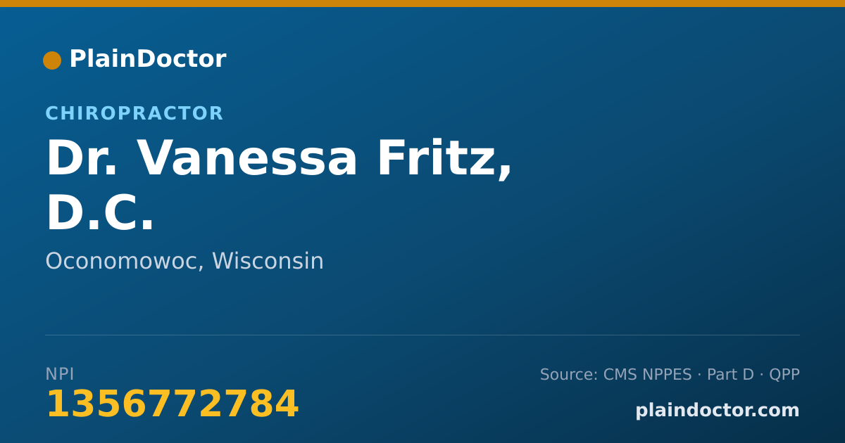 Shareable card for Vanessa Fritz, D.C. - Chiropractor, Oconomowoc, WI