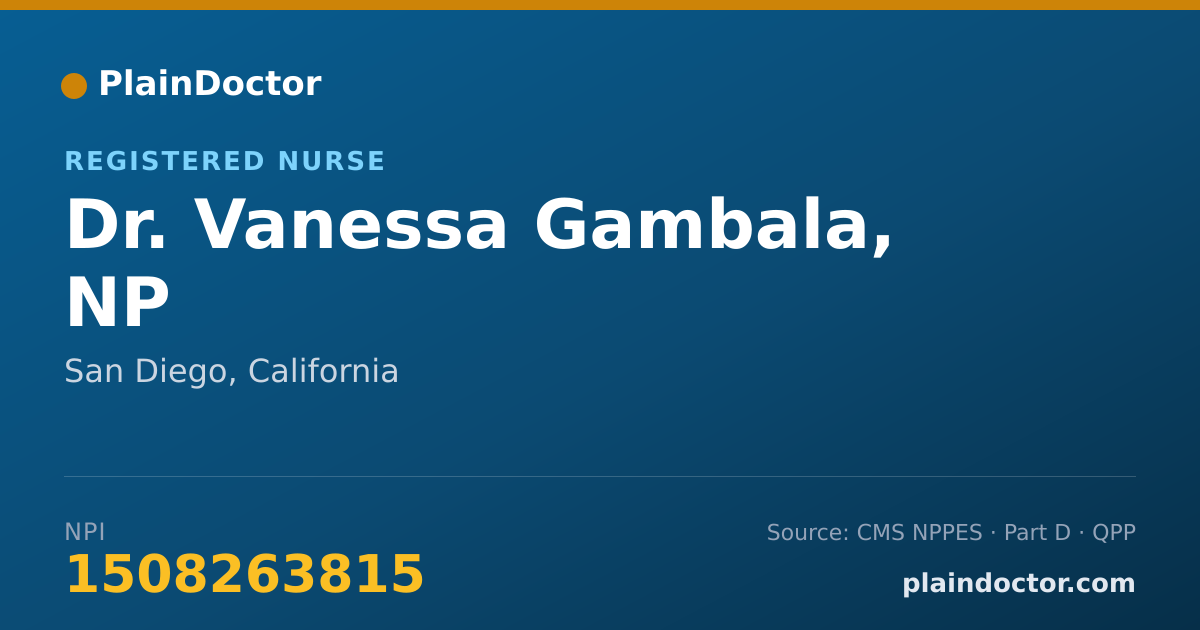 Shareable card for Vanessa Gambala, NP - Registered Nurse, San Diego, CA