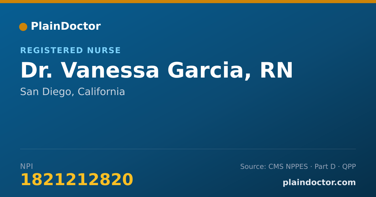 Shareable card for Vanessa Garcia, RN - Registered Nurse, San Diego, CA