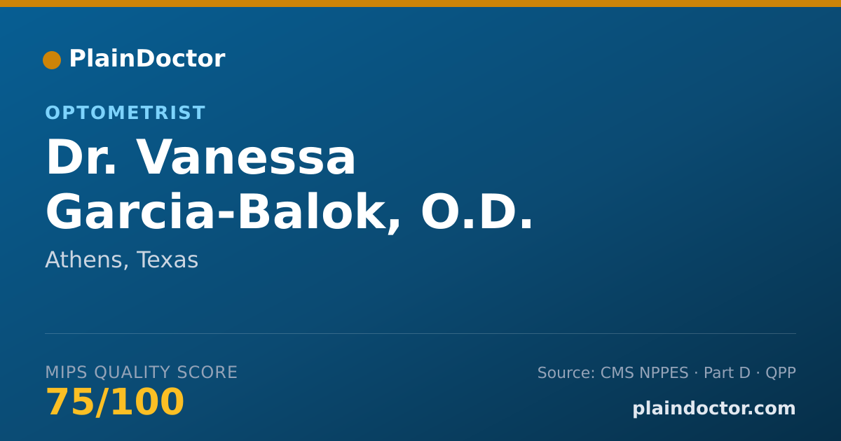 Shareable card for Vanessa Garcia-Balok, O.D. - Optometrist, Athens, TX