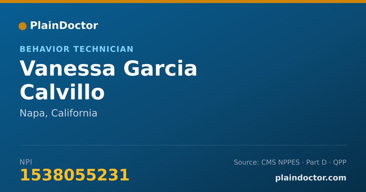 Shareable card for Vanessa Garcia Calvillo - Behavior Technician, Napa, CA