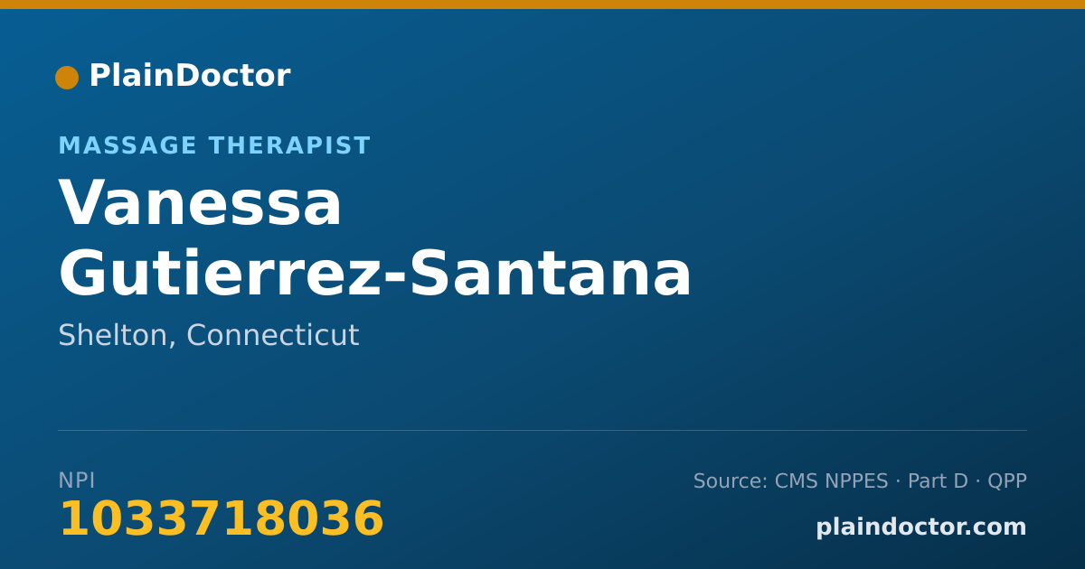 Shareable card for Vanessa Gutierrez-Santana - Massage Therapist, Shelton, CT
