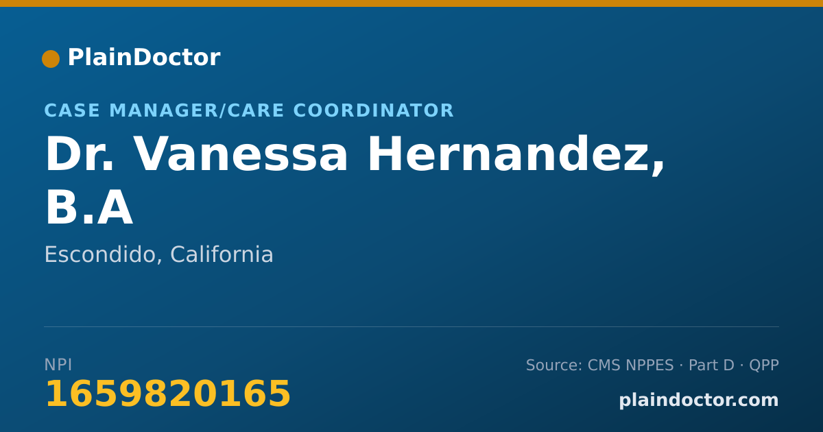 Shareable card for Vanessa Hernandez, B.A - Case Manager/Care Coordinator, Escondido, CA
