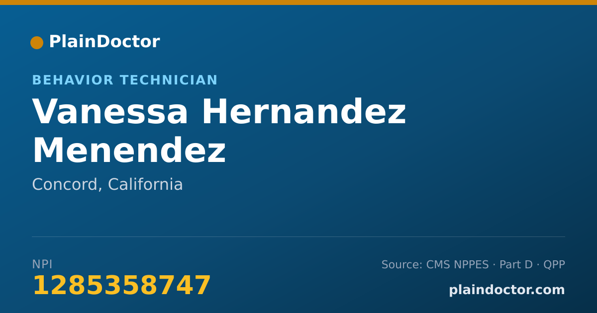 Shareable card for Vanessa Hernandez Menendez - Behavior Technician, Concord, CA